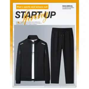 Men's Spring Autumn Fashion Long Sleeve Long Pants Trendy Set Outdoor Running Sports Windproof Breathable Leisure 3-Piece Set