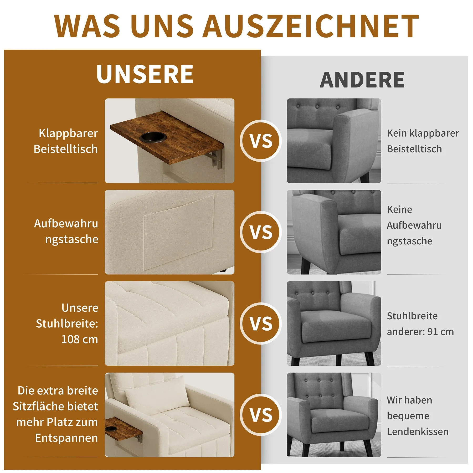 Rosahqnda Folding Sofa Bed,Sleeping Chair with Adjustable Backrest&table&Side Pocket,Relaxing Chair for Living Room,Bedroom 25 kf Saceda112f2d4432fbb7fc5fa1d487c5f5