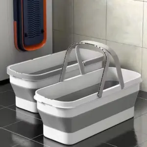 Portable Mop Bucket With Wheel Collapsible Water Basin Foldable Laundry Basket Folding Household Item For Washing Fishing Basin