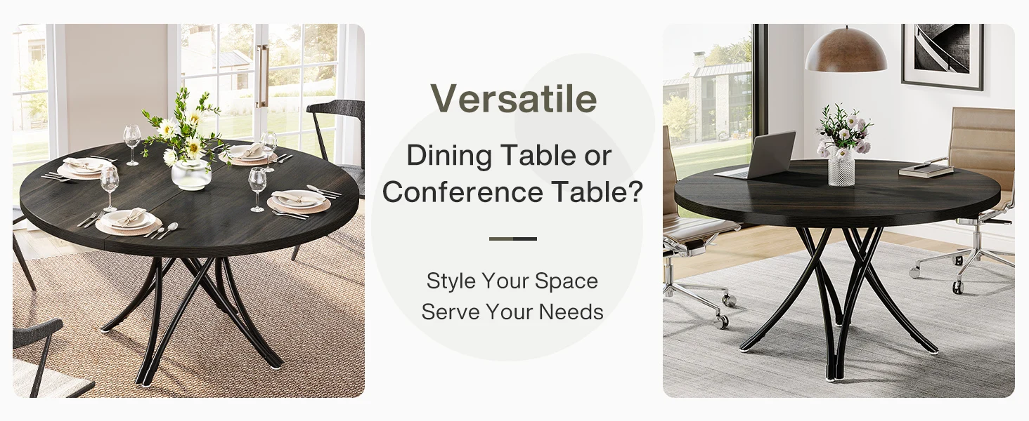 Tribesigns Round Dining Table for 4-6 People, 47-Inch Farmhouse Dinning Room Table Circle Kitchen Table, Industrial Dinner Table 17 kf Sb14c63e685534542bfabce6b735397026