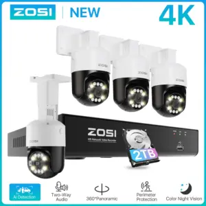 ZOSI 8MP PTZ PoE CCTV Security Camera System AI Face Person Vehicle Detection 4K 8CH Expand 16CH NVR Video Surveillance IP Cam