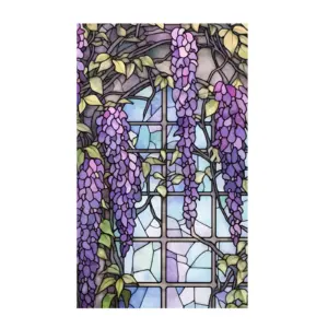 Floral Stained Glass Window Film UV Blocking Heat Insulation Violet Pattern Static Window Clings For Window Glass Decor