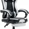 VIPER black and white ergonomic bucket chair with footrest