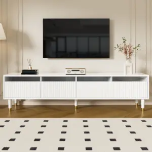 Modern White TV Cabinet 178 Cm – Minimalist Design, Large Storage, 4 Drawers, MDF & Acrylic, Ideal For Living Room – Stable