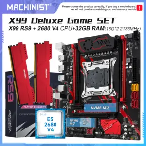 MACHINIST X99 Gaming Motherboard RS9 Optiona kit LGA2011-3 lntel Xeon E5 2680 V4 CPU and DDR4 32GB(2*16GB) M.2 NVME Quad Channel