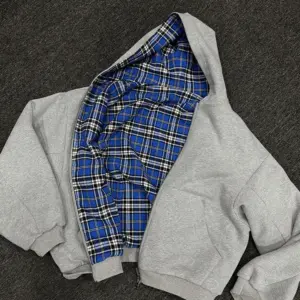 Winter Casual Plaid Print Hoodie Women's Warm Zip-Up Double-Sided Wear Sweatshirt Female Fashion Trendy Loose Hooded 2025 New