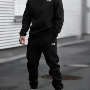 Men's Autumn and Winter Pattern Casual Two-Piece Set Hooded Sweatshirt and Pants withPockets Regular Fit Qutdoor Sport Suit