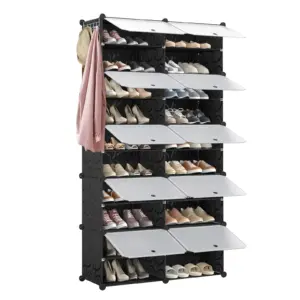 Shoe Storage, 40 Pairs, 2 x 10 Tier Shoe Cabinet, Cabinet with Door, Shoe Boxes, for Entryway Living Room Bedroom