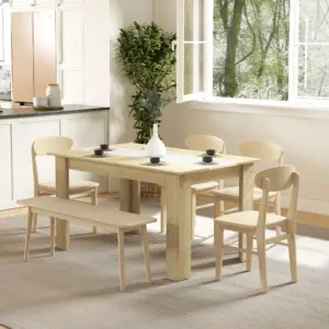 HOMCOM Modern Dining Table for 4-6 People 140x89,5x75 cm White and Oak