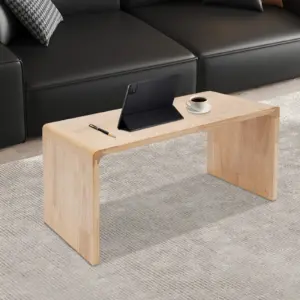 Natural Wood olor Solid Wood C-Shaped End Table Multifunctional C-Shaped Sofa Side Table for for Living Room Sofa Bedroom