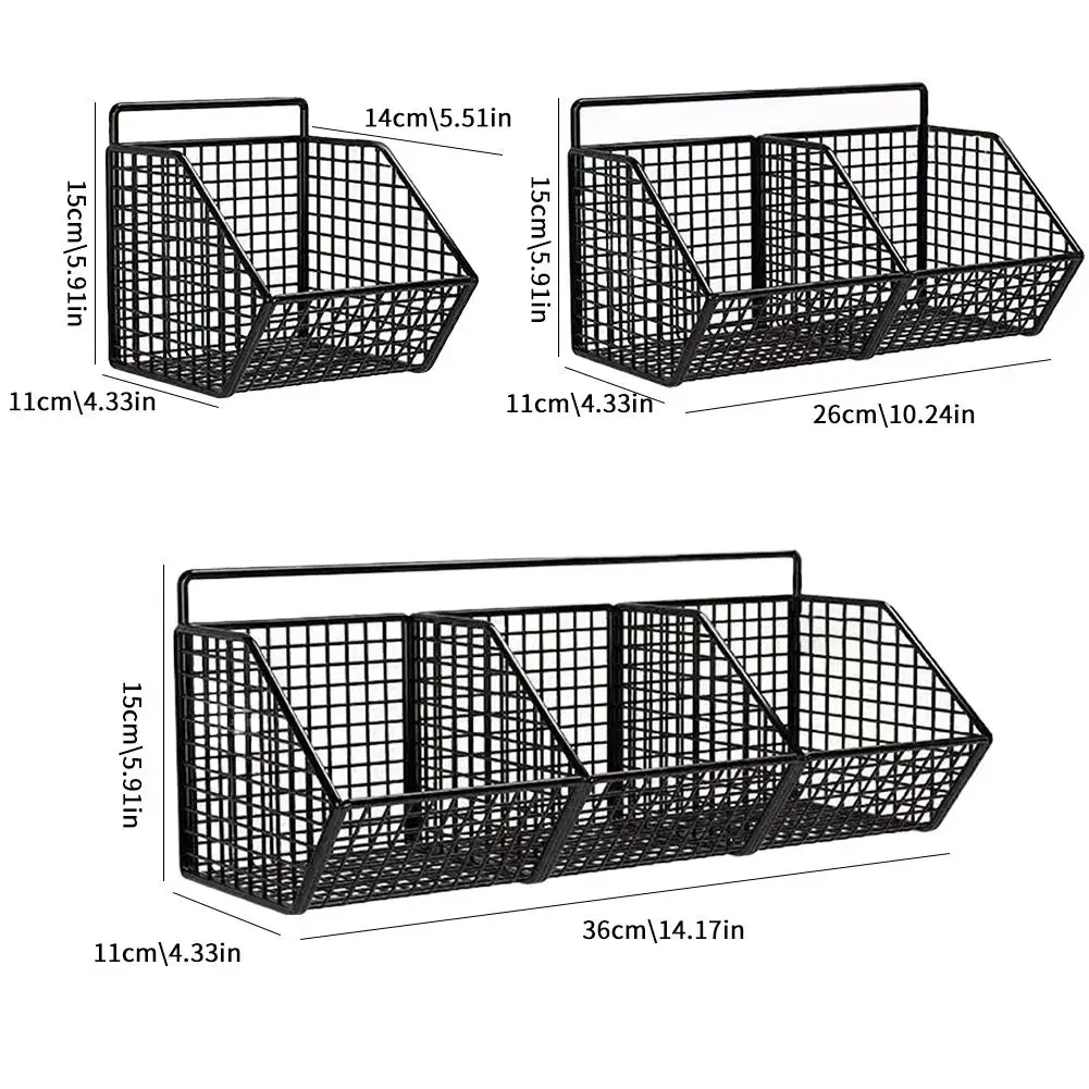 Wall-mounted Kitchen Storage Basket Perforation-free Iron Partition Storage Rack for Kitchen Ingredients Sorting Storage Basket 15 kf Sb81c2e09c6624d65b9011d0064c295145