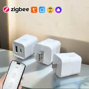 Zigbee 3.0 Micro USB Adaptor Switch,Mini Smart Plug,5V USB Type-C Power Adapter,Timer On Off Control,Works with Tuya Zigbee2MQTT