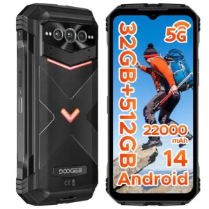 DOOGEE V Max Pro 5G Rugged Phone Dimensity 7050 6.58'' 120Hz 22000mAh Large Battery 12GB+512GB Lighting Effects 5g Smartphone