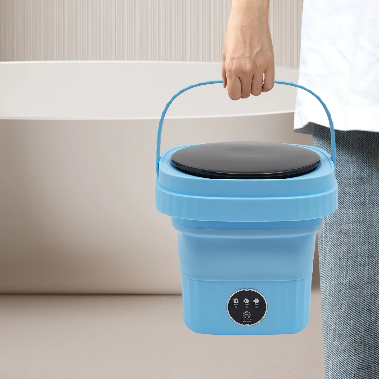 6L Portable Washing Machine 40W Folding Large Capacity Clothes Spin Dryer Bucket for Underwear Socks 8 kf Sba5d71d4edb3434eb366d08eead3bfc35
