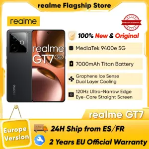Realme Gt 7 Global Version 5g Smartphone Ai Dimensity 9400E 7000Mah Titan Battery 120W Ultra Fast Charge 6.78'' 120Hz Screen Nfc