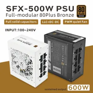 METALFISH SFX 80Plus Bronze 500W Full-MODULAR White Power Supply For Gaming Computer Case With White Modelar Cable 100/220V
