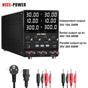 NICE-POWER 30V 10A DC Power Supply Adjustable Dual Channel Lab Power Supplies Voltage Regulator Multiple Output 120V3A 60V5A