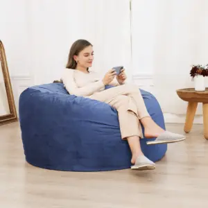 4 Foot Bean Bag Chair,Memory Foam Big Bean Bag for Adults,Big Sofa with Fluffy Removable Microfiber Cover with Soft Fabric, Plus