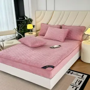 2024 new thickened milk fleece mattress single-piece mattress protective cover autumn and winter fleece mattress cover dustproof