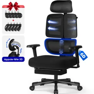 Fotel biurowy AUTHMIC Premium Ergonomic z podłokietnikami regulowanymi w 6 płaszczyznach, zagłówkiem 3D, oparciem 3-strefowym, udźwigiem 200 kg, odchyleniem 90°-160°