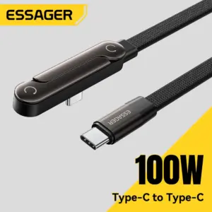 Essager 100W Elbowed USB Type-C Cable 100W For iPhone 17 16Pro Max Type C Cable for Macbook pro Fast Charge Wire for Huawei ipad