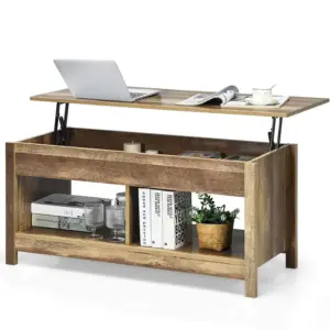 Coffee Table, Height Adjustable, Sofa Table, Side Table with Storage Compartment, Wooden Sofa Table, Tea Table (Natural)