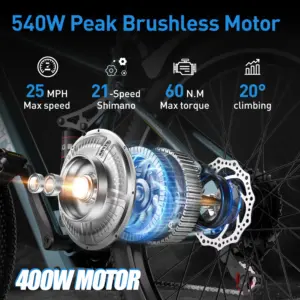 Aairsk GT900 Adult Electric Bike Peak 540W 36V13AH Battery Commuter E-bike Off-road 24inch Tire City Dual Suspension E-Bicycle 4 kf Sc28a3b76b4054071b075d3dc06653a44L