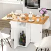 2 In 1 Mobile Folding Dining Table With Wheels and Storage Compartment Kitchen Table Suitable For Kitchen, Living Room, Terrace