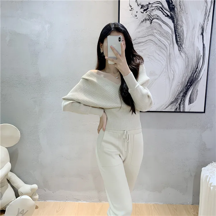 Elegant Tracksuit Sexy Two Piece Set Women Korean Style Ribbed Knitted Backless Top And Long Harem Pant Suit Autumn Outfits y2k 20 kf Sc4810841d30141ba854da128fdcd8767W