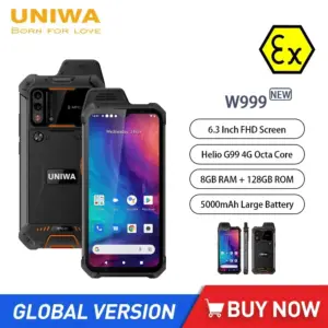 UNIWA W999 ATEX Wodoodporny smartfon Walkie Talkie Helio G99 Octa Core 8 GB + 128 GB 6,3 cala FHD 5000 mAh Telefon komórkowy z Androidem NFC