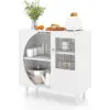 Kitchen storage cabinet with corrugated glass doors, open shelves, metal dining legs, 80x30x80 cm