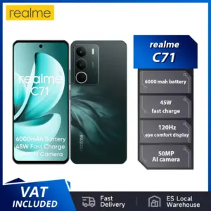 Realme C71 Smartphone 120Hz Display 6000MAh Battery 45W Green Charging 50MPAI Camera IP64 AI High-Speed Engine 8+256GB