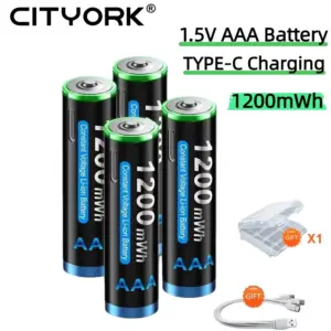 CITYORK 1.5V AAA With TYPE-C Battery 1200mWh Li-ion Rechargeable Battery For Toy Keyboard Remote Control Wireless Mouse