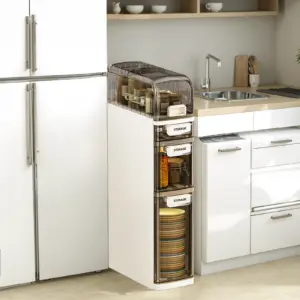 Narrow Storage Cabinet Toilet Side Storage Cabinet Toilet Space Saving Cabinet with Drawers Organizer for Bathroom Laundry Room