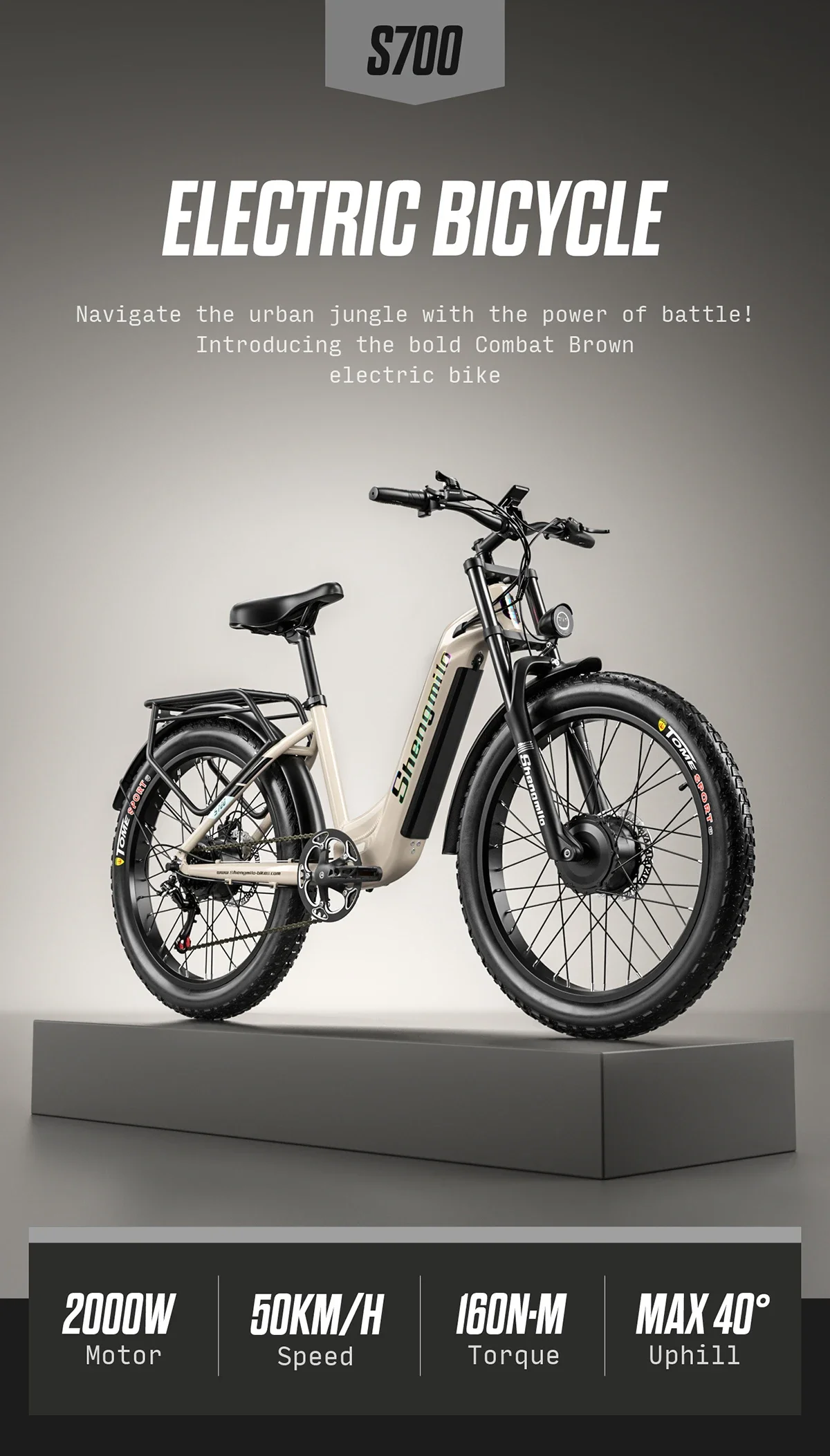 Shengmilo S700 Adult Electric Bicycle 26 Inch Fat Tire Men's Electric Bike 2000W Men's E-Mountain ebike 48V 840WH Battery, 8 kf Sc979899bf5254e61b8ba0cbf80b491f5C