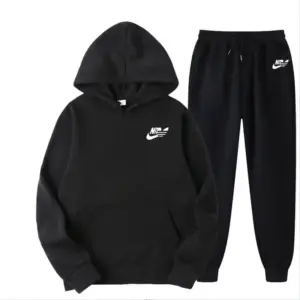 Winter Hoodie Sets Men Fashion Fleece Red Hoodies Black Brand Pants Casual Jogger Suit Tracksuit Sweatshirt
