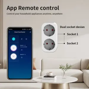 TNCE tuya wifi Dual plug 16A eu 2 socket in 1 Power Monitor Smart life Remote Control Timer Voice with Google Home Alexa Alice 2 kf Sc9bad52dce464bc2a8c9a9bad1212048w