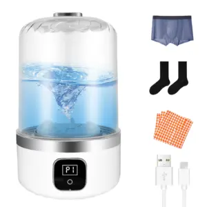 Mini pralka 1L z ładowaniem USB, przenośna, elektryczna, bezprzewodowa, do prania, z kubkiem i wiadrem