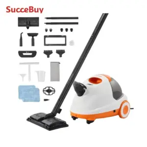 SucceBuy Steam Cleaner Multipurpose Powerful Steamer w/ 84.55oz Tank & Portable Handle for Grout Tile Floors Appliances Home Car