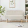 Modern 2 Seater Loveseat Sofa with Linen Upholstery and Wooden Legs Double Sofa for Small Spaces Living room Bedroom Playroom