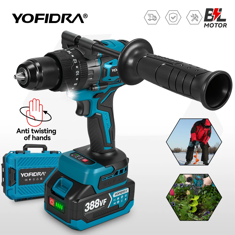 YOFIDRA 900N.M Brushless Electric Impact Drill 13mm Cordless Screwdriver Driver Wood Power Tool for Makita 18V Battery Pin 9 kf Sccc737684ac74dd39c590dea83f9be33f