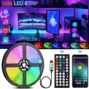 RGB LED Strip Lights Music Sync USB 5V Remote Control Led Ribbon Flexible Lamp For Room Party TV Desk Bedroom Decoration