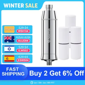 Wheelton SPA Bathing Remove Chlorine Water Filter Purifier Shower Filtration Soft Water Attach Extra 3 Cartridges
