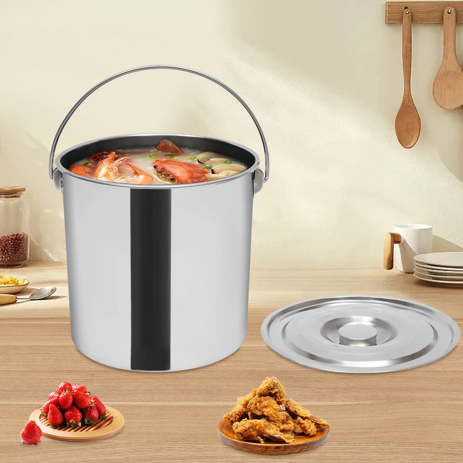 20L Extra Thick Stainless Steel Barrel Bucket Food Tank Water Storage with Lid for Storing and Transporting Pet Dry Food 9 kf Scd9de1ce34dc464585d3970aa2569a79p