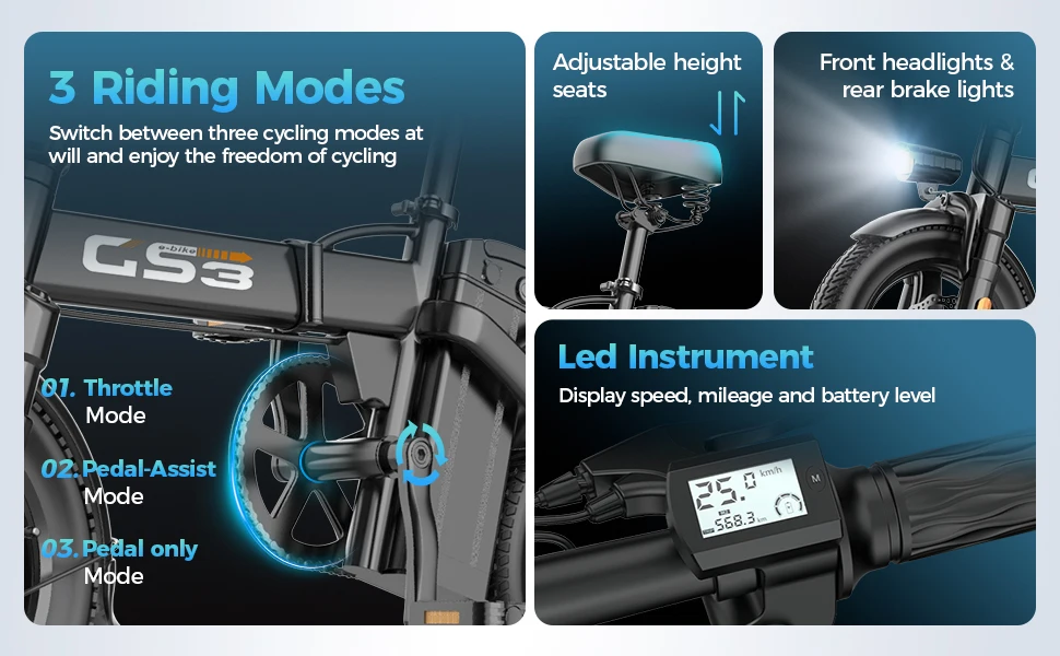 Toofly GS3 Folding Electric Bike 48V 15Ah Battery adultls E-bike 250W 14 Inch Tire Urban Commuting Electric Bicycle 12 kf Scda9c51e08494b838505ab544b2d9cebe
