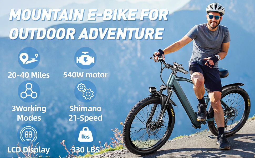 Aairsk GT900 Adult Electric Bike Peak 540W 36V13AH Battery Commuter E-bike Off-road 24inch Tire City Dual Suspension E-Bicycle 7 kf Sce4a2415073946f789a487c810f50af2e