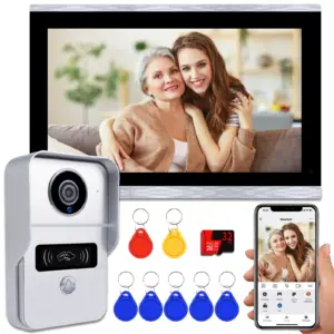 1080P 10 Inch Touch Screen Wifi Video Doorbell, Smart TUYA Home Video Intercom 32G Card Rceord Kit ID Unlcok 4-Wire Connection