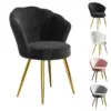 Modern Seashell Lounge Chair with Metal Legs, Dressing Table Chair with Comfortable Cushion for Bedroom/Living Room