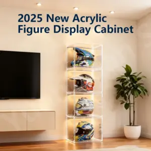Motorcycle Helmet Display Cabinet Transparent Stackable Acrylic Dust-proof Figure Model Hand-made Shoe Rack Collection Storage