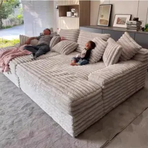 Nordic Sofabed Vacuum Compression Sofa Bed Modern Simple Lazy Sofa Bed Thick Strip Velvet Large Sofa Bed Living Room Furniture
